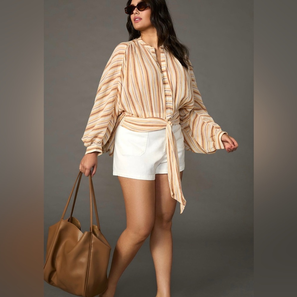 Anthropologie Tie Front Blouse